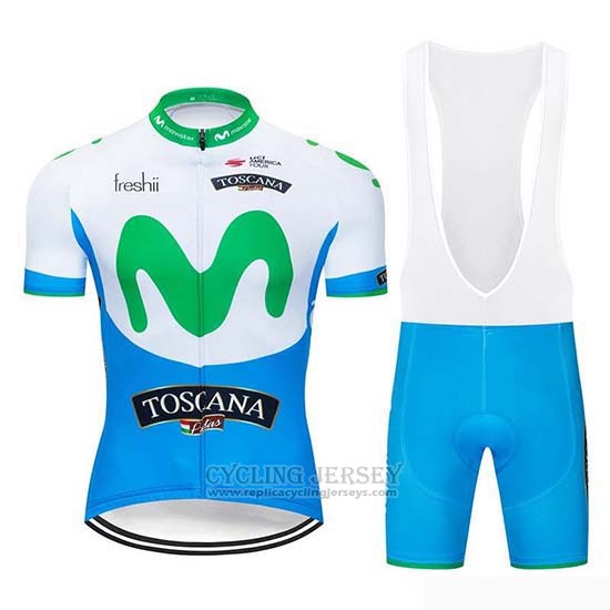 2019 Cycling Jersey Movistar Blue White Short Sleeve and Bib Short